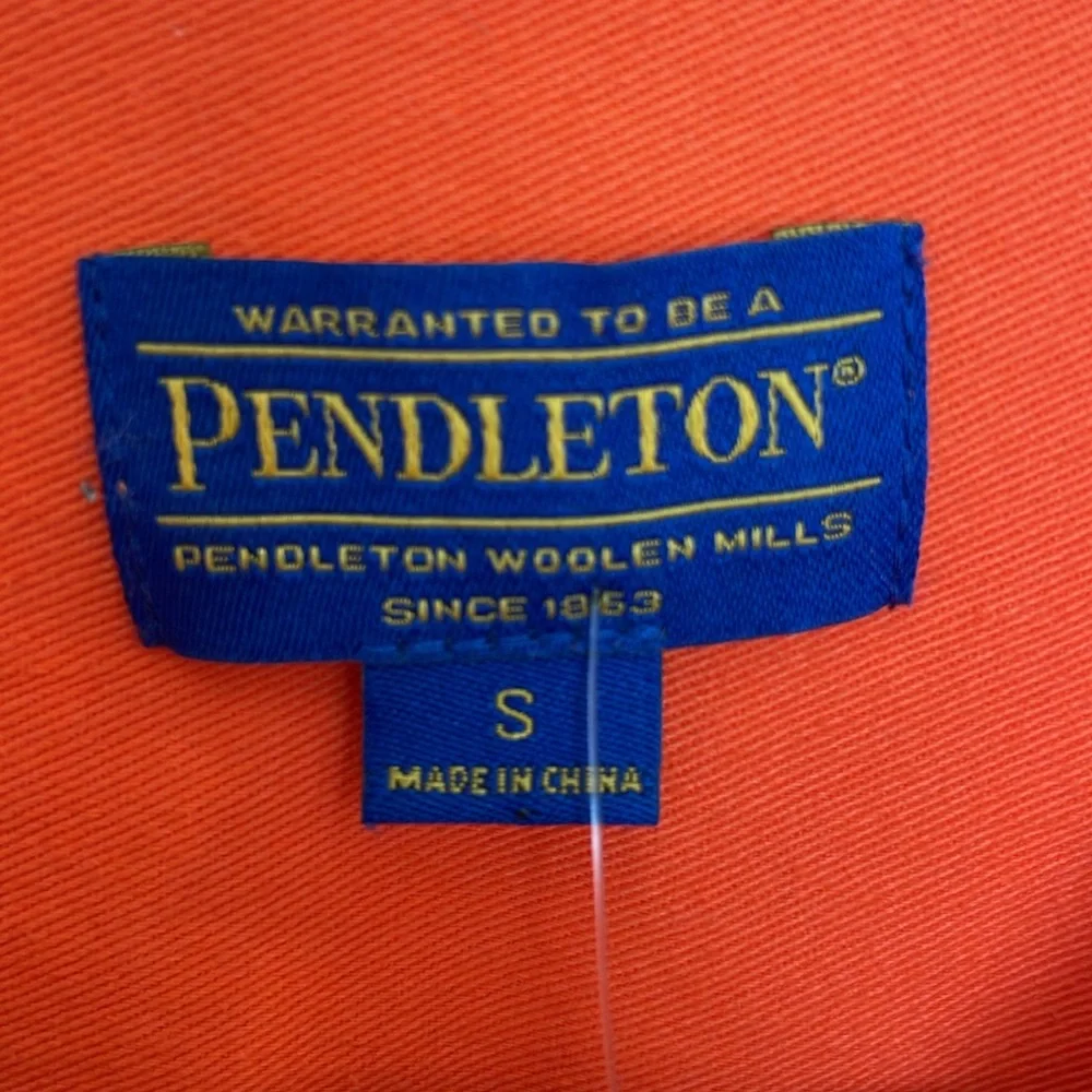 PENDLETON  BRIGHT ORANGE DENIM STRETCH BUTTON UP JACKET TOP SIZE SMALL